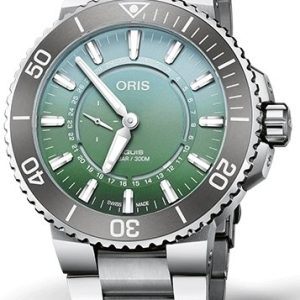 Oris Herrklocka 01 743 7734 4197-SET Aquis Grön/Stål Ø43.5 mm
