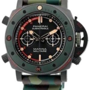 Panerai Herrklocka PAM01238 Submersible Svart/Gummi Ø47 mm