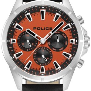 Police Herrklocka PEWJF0005804 Malawi Orange/Läder Ø45 mm