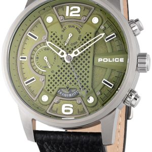 Police Herrklocka PEWJF2203305 Lanshu Grön/Läder Ø48 mm
