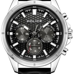 Police Herrklocka PEWJF2204101 Malawi Svart/Läder Ø45 mm