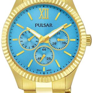 Pulsar Damklocka PP6220X1 Blå/Gulguldtonat stål ⌀42 mm