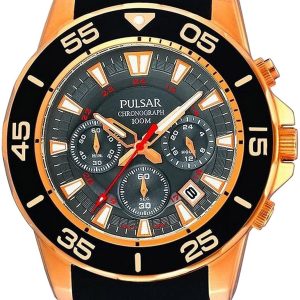 Pulsar Herrklocka PT3134X1 Grå/Gummi ⌀45 mm