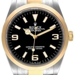 Rolex Herrklocka 124273-0001 Explorer Svart/18 karat gult guld ⌀36 mm
