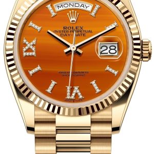 Rolex Herrklocka 128238-0088 Day-Date 36 Orange/18 karat gult guld