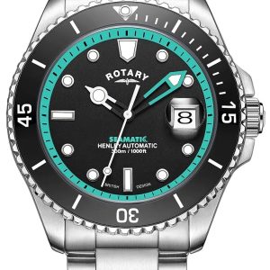 Rotary Herrklocka GB05430/80 Henley Seamatic Svart/Stål Ø42 mm