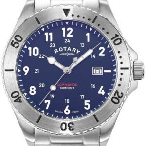 Rotary Herrklocka GB05475/52 Commando Blå/Stål Ø40 mm