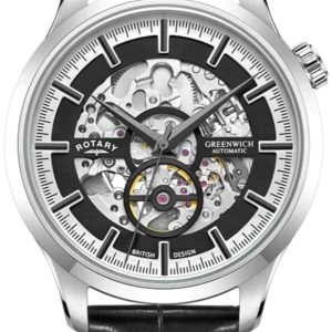 Rotary Herrklocka GS02945/87 Greenwich Svart/Läder Ø42 mm