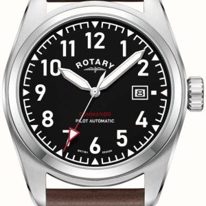 Rotary Herrklocka GS05470/19 Commando Svart/Läder Ø42 mm