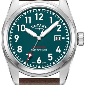 Rotary Herrklocka GS05470/73 Commando Grön/Läder Ø42 mm
