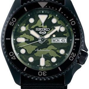 Seiko 5 Sports Herrklocka SRPJ37K1 Street Style Grön/Textil Ø43 mm