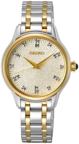 Seiko Damklocka SRZ550P1 Classic Beige/Gulguldtonat stål Ø29.5 mm