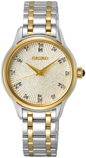 Seiko Damklocka SRZ550P1 Classic Beige/Gulguldtonat stål Ø29.5 mm