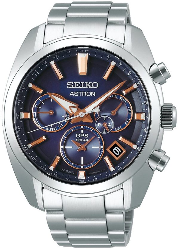 seiko herrklocka ssh049j1 astron blå/stål ø42.8 mm