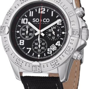So & Co New York Herrklocka 5016.1 Yacht Timer Svart/Läder Ø44