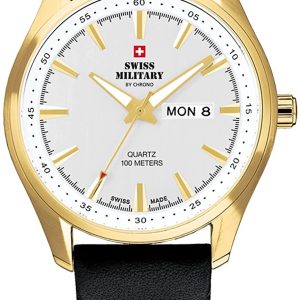 Swiss Military by Chrono Herrklocka SM34027.08 Chrono Vit/Läder Ø44