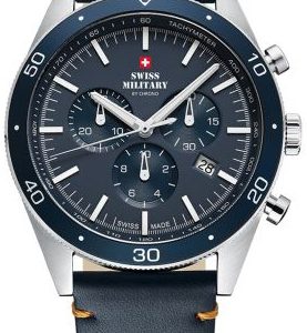 Swiss Military by Chrono Herrklocka SM34079.05 Chrono Blå/Läder