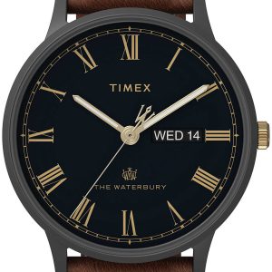 Timex Herrklocka TW2U88500 The Waterbury Svart/Läder Ø40 mm
