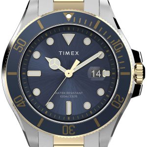 Timex Herrklocka TW2V42000 Harborside Blå/Gulguldtonat stål Ø43 mm