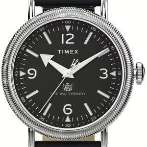 Timex Herrklocka TW2W20200 The Waterbury Svart/Läder Ø40 mm