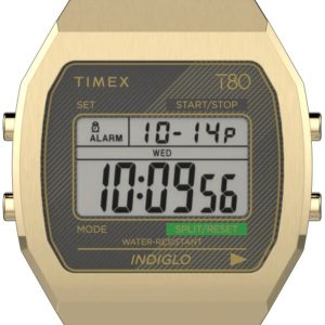 Timex TW2V74300 T80 LCD/Gulguldtonat stål
