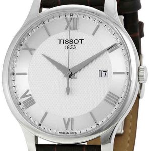 Tissot Herrklocka T063.610.16.038.00 Tradition Silverfärgad/Läder