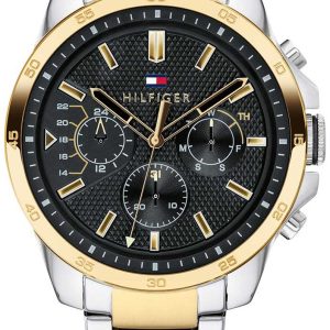Tommy Hilfiger Herrklocka 1791559 Svart/Gulguldtonat stål Ø46 mm
