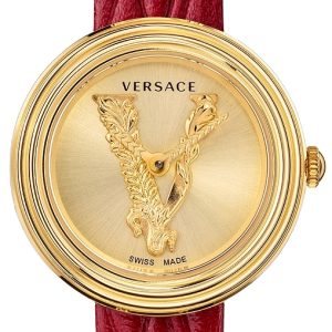 Versace Damklocka VET300521 V Virtus Guldtonad/Läder ⌀28 mm