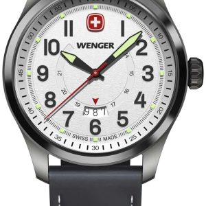 Wenger Herrklocka 01.0541.126 Terragraph Vit/Läder Ø43 mm