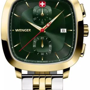 Wenger Herrklocka 01.1933.105 Vintage Grön/Gulguldtonat stål