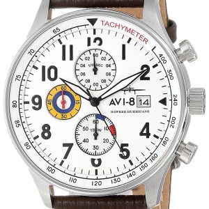 AVI-8 Herrklocka AV-4011-01 Hawker Hurricane Vit/Läder Ø42 mm
