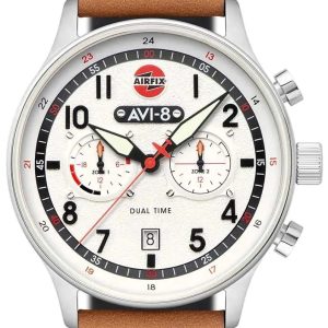 AVI-8 Herrklocka AV-4088-06 Hawker Hurricane Vit/Läder Ø43.5 mm