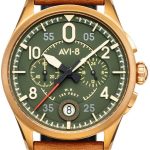 avi-8 herrklocka av-4089-02 spitfire grön/läder ø42 mm