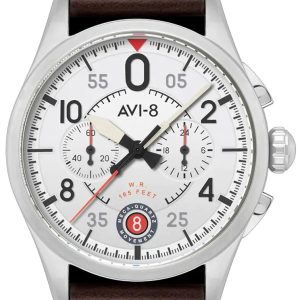 AVI-8 Herrklocka AV-4089-05 Spitfire Lock Vit/Läder Ø42 mm