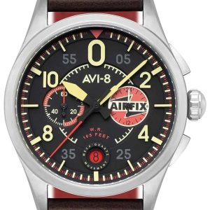 AVI-8 Herrklocka AV-4089-09 Spitfire Svart/Läder Ø42 mm