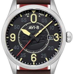AVI-8 Herrklocka AV-4090-08 Spitfire Svart/Läder Ø42 mm