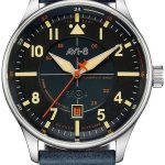 avi-8 herrklocka av-4094-02 hawker hurricane blå/läder ø43 mm