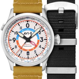 AVI-8 Herrklocka AV-4120-02 Flyboy Antikvit/Läder Ø41 mm