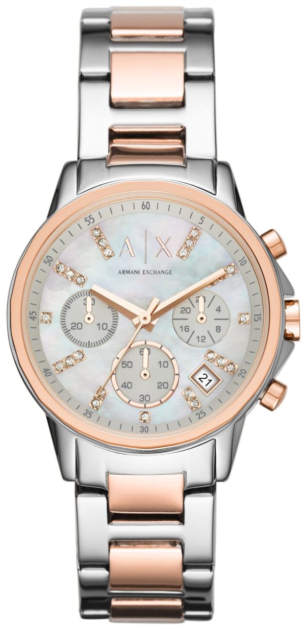 armani exchange damklocka ax4331 lady banks vit/roséguldstonat stål