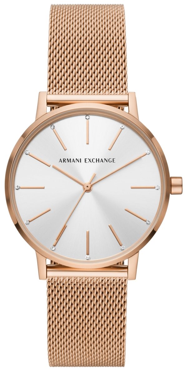 armani exchange damklocka ax5573 lola silverfärgad/roséguldstonat