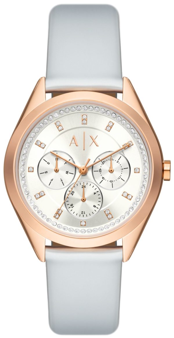 armani exchange damklocka ax5660 lady giacomo silverfärgad/textil