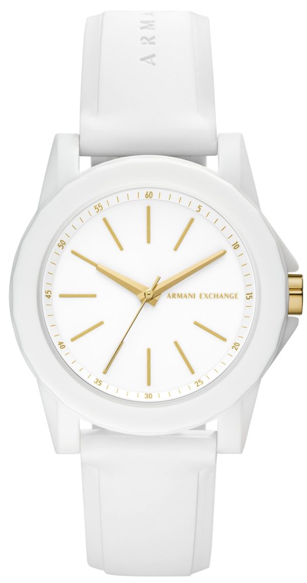 armani exchange damklocka ax7126 lady banks vit/gummi ø40 mm