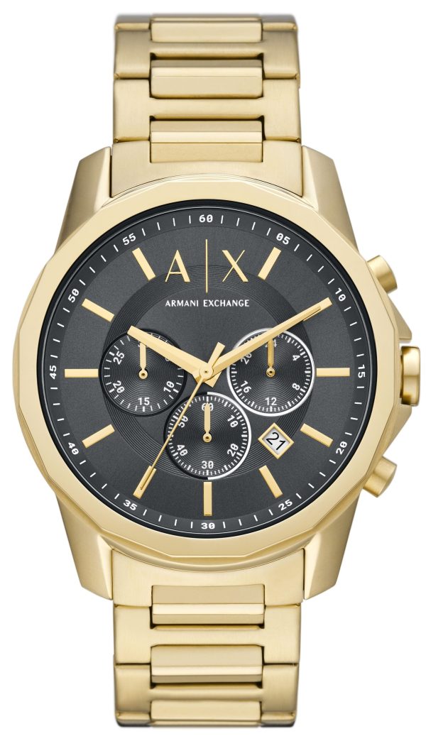 armani exchange herrklocka ax1721 banks grå/guldtonat stål ø44 mm