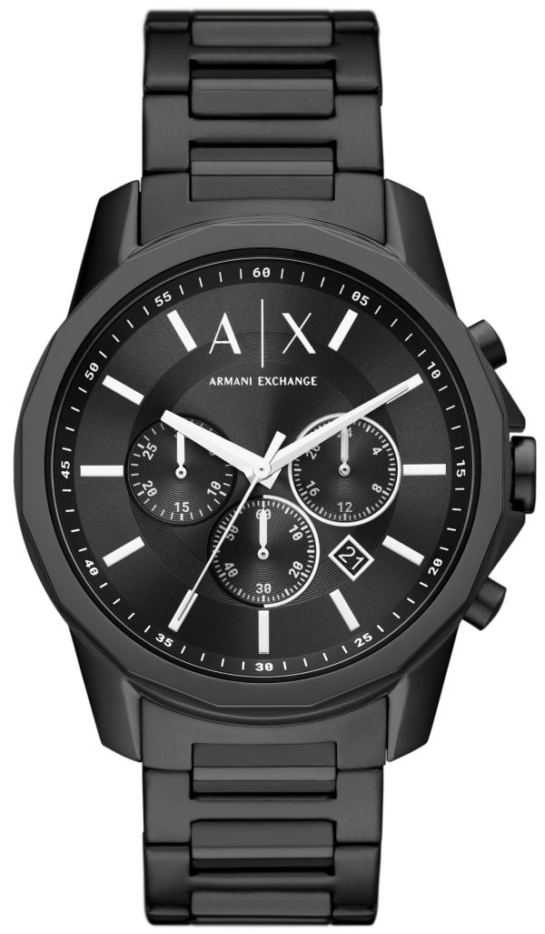 armani exchange herrklocka ax1722 banks svart/stål ø44 mm