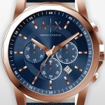 armani exchange herrklocka ax1723 banks blå/läder ø44 mm