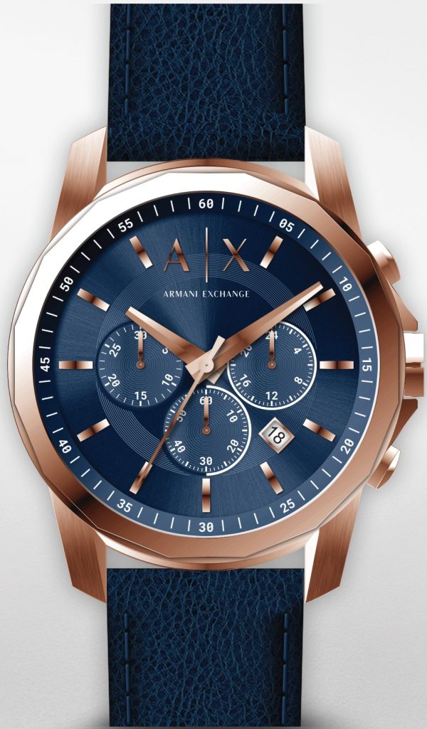 armani exchange herrklocka ax1723 banks blå/läder ø44 mm