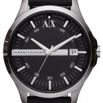 armani exchange herrklocka ax2101 hampton svart/läder ø47 mm