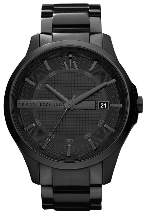 armani exchange herrklocka ax2104 hampton svart/stål ø46 mm