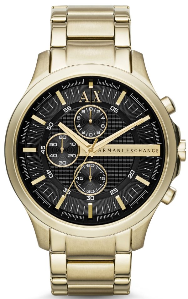 armani exchange herrklocka ax2137 hampton svart/gulguldtonat stål
