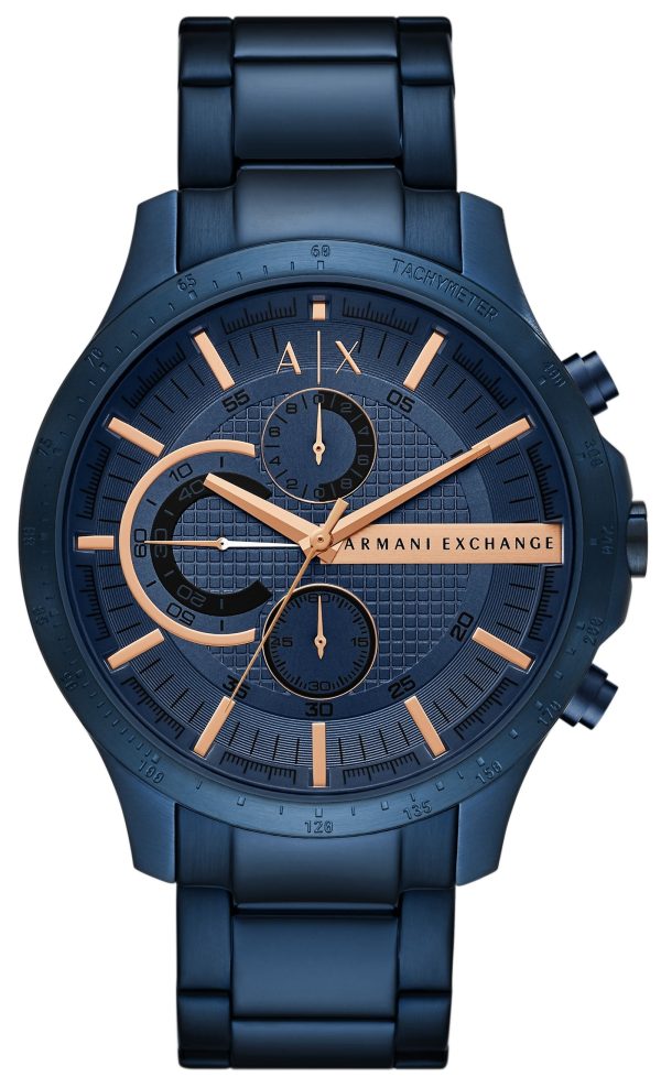 armani exchange herrklocka ax2430 hampton blå/stål ø46 mm
